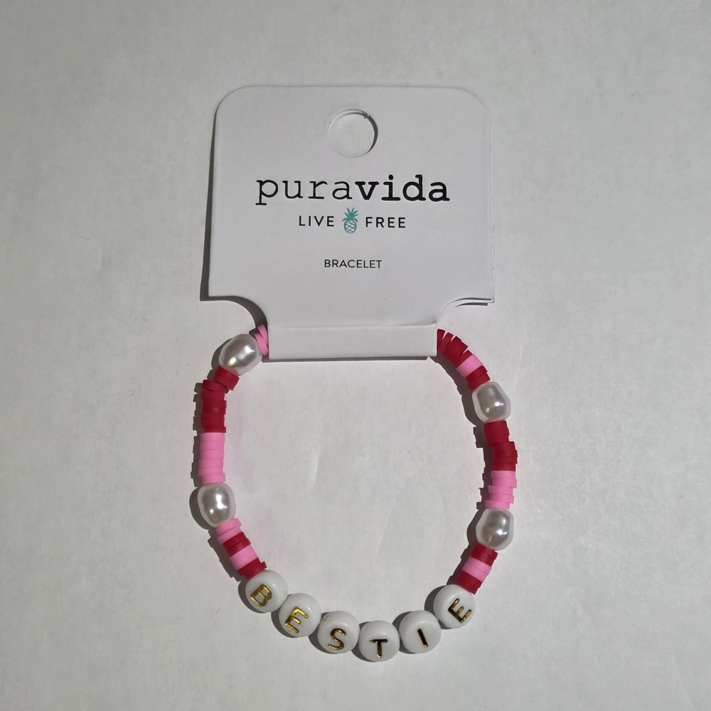 Pura Vida Pink and Red Friendship Bracelet